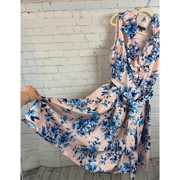 JESSICA HOWARD pink blue floral fit & flare sleeveless dress size 14 NWOT - Picture 6 of 10